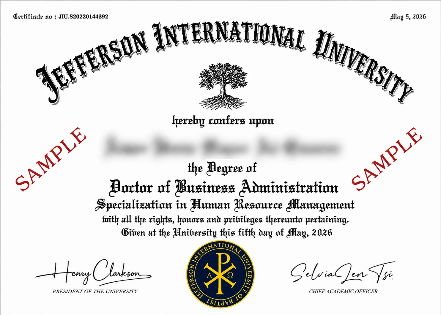 Jefferson  University DBA Certificate